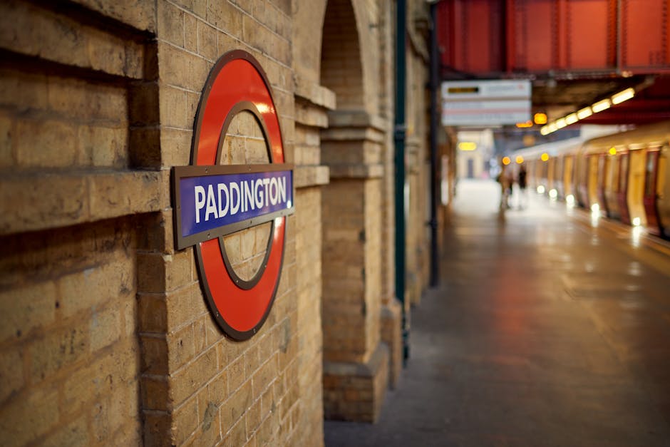 A close-up view of a rectangular white street sign mounted on a brick building wall, displaying the words 'PARK LANE W1' in bold black and red text. Beneath, in smaller red letters, it reads 'CITY OF WESTMINSTER.' The sign is attached to the corner of the building, adjacent to a metal gate or fencing structure. Visible in the background are part of the building's textured stone or brick surface and nearby architectural elements. This urban scene relates to street naming and parking zone designations within Westminster, relevant to house removals and moving logistics in the Paddington area, as managed or referenced by Movers Paddington.